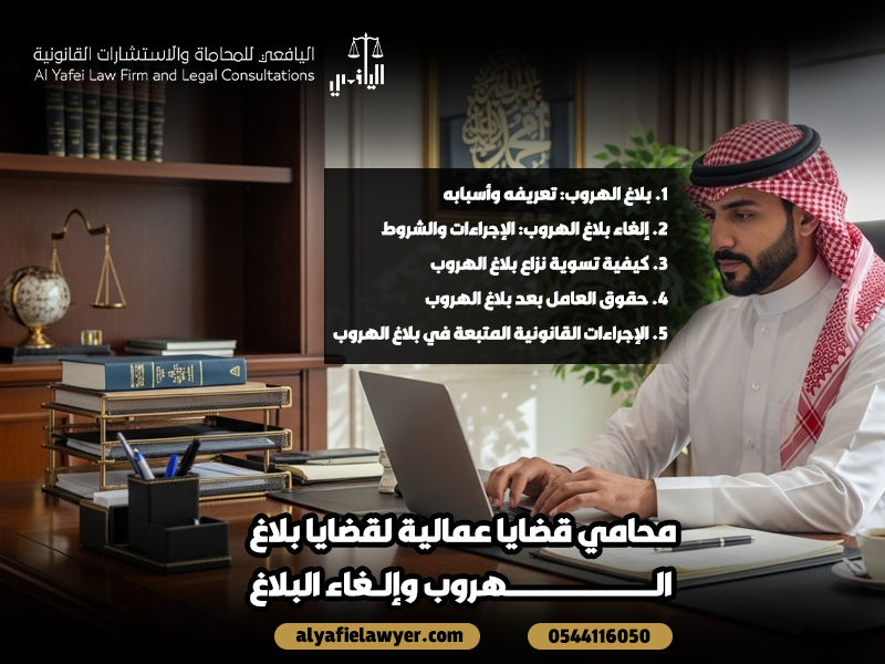 محامي قضايا عمالية لقضايا بلاغ الهروب وإلغاء البلاغ