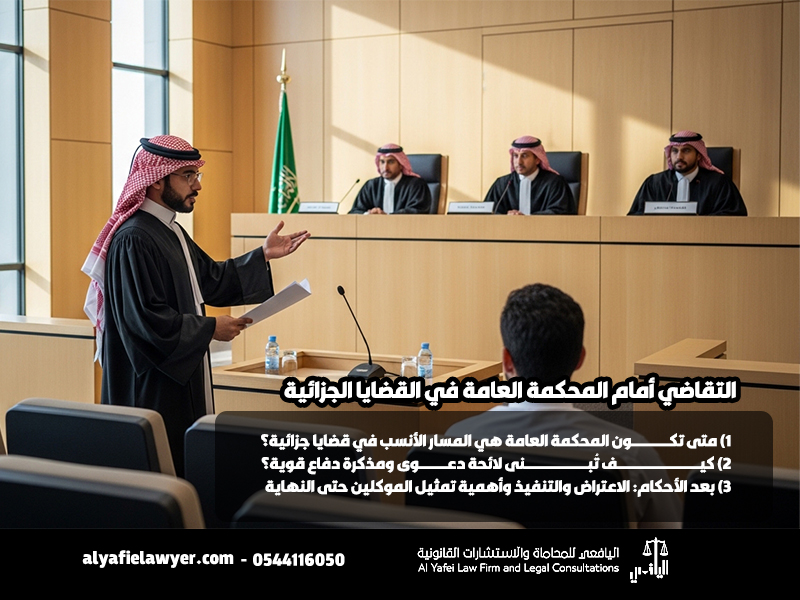 التقاضي أمام المحكمة العامة في القضايا الجزائية