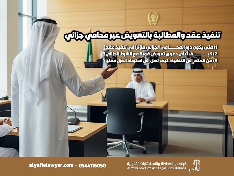 تنفيذ عقد والمطالبة بالتعويض عبر محامي جزائي